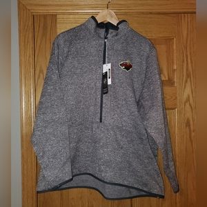 NWT Women's Minnesota Wild Antigua Heather Charcoal Quarter-Zip Jacket. …